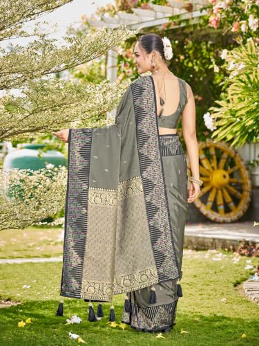 MANOHARI grey banarasi silk saree – image 3
