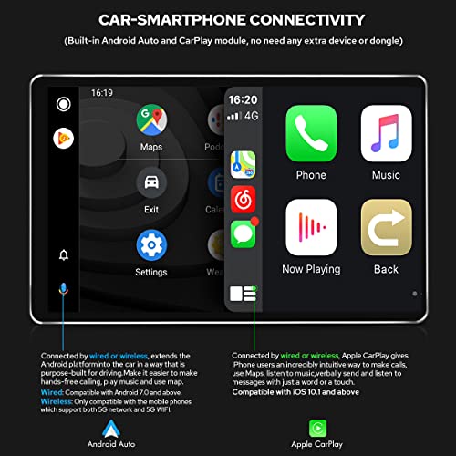 Joying Android 10.1 Double Din Car Stereo Touch Screen Radio Head Unit Car In-Dash Navigation Gps Units Car Radio With Hd 1280 X 800 Screen/Wireless Carplay/Wireless Android Auto (6Gb+128Gb) #TOP3