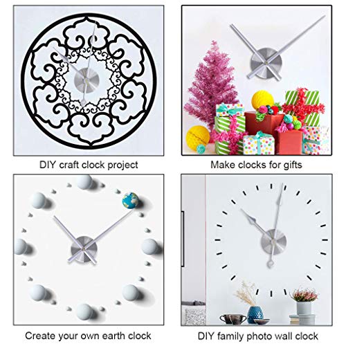 EMOON 2 Pair Hands 3D Clock Movement DIY Large Wall Clock Quartz Clock Mechanism for Home Art Decor (Silver) by EMOON - Image 6