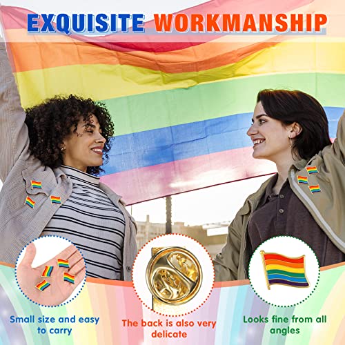 Image of 100 Pcs Gay Pride Pins Rainbow Flag Pins LGBTQ Pins Gay Pins LGBTQ Accessories Lapel Pin Flag Collar Pin Brooch Pin Decoration for Men Women Backpack Bag Clothes