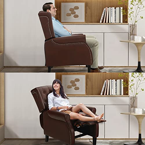 Maevis Wingback Recliner Chairs For Adult,Apartments, Small Space, Manual Faux Leather Accent Chair For Living Room,Bedroom,Office, (Brown) #TOP6