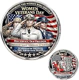 Women Veterans Day Commemorative Coin June 12 – Double-Sided Military Challenge Coin for Female Veterans, Honoring Service Sacrifice Courage, Patriotic Collectible Gift for Women Soldiers (B 1PCS)