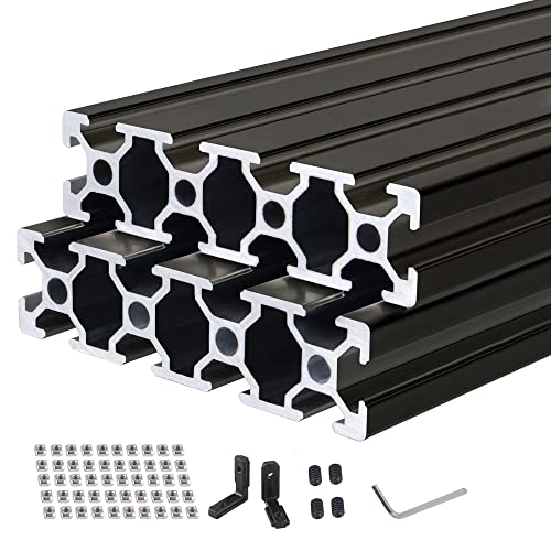 CNCMANS 2 piezas de extrusión de aluminio 2080 con ranura en T de 400 mm, estándar europeo, anodizado, perfil de aluminio para piezas de impresora 3D y CNC DIY (estándar de 6,2 mm de longitud 400 mm,
