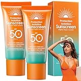 HOUSN 2 Pieza Crema Solar Facial SPF 50+, Protección Alta UVA/UVB Protector Solar Facial, Resistente al Agua, Sin Perfume, Siliconas ni Nanopartículas, 100g