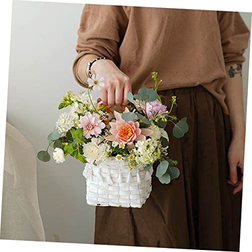 Didiseaon Woven Flower Basket Pot For Plants Indoor Flower Girl Baskets For Weddings Woven Baskets Garden Flower Pot Plant Pot Cover Water Hyacinth Planter Vegetable Holder Wedding Decor 1Pc #TOP3