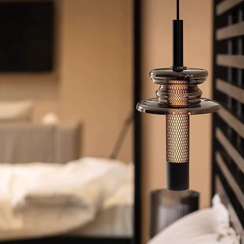 Lampe suspendue en verre acrylique et fer forgé pour décoration hôtel