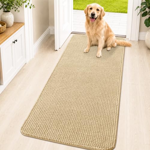 Image of OLANLY Dog Door Mat for Muddy Paws 59x24, Absorbent Chenille Mud Doormat