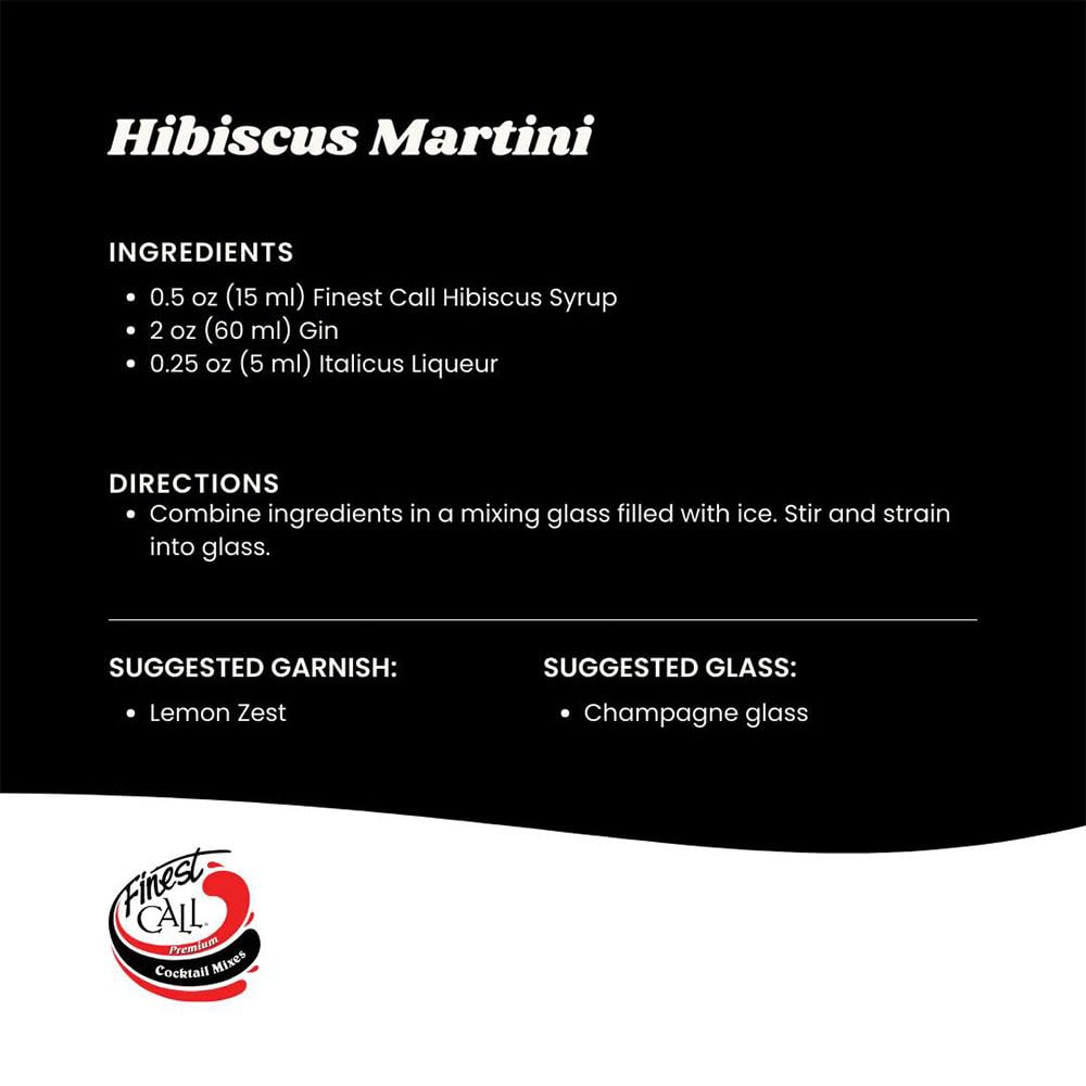 Finest Call Premium Hibiscus Syrup, Drink Mix, 1 Liter Bottle (33.8 Fl Oz)