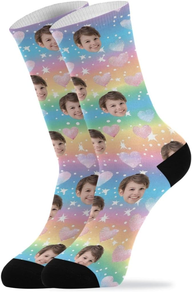 senya Custom Faces Socks I Love Mom Soft Novelty Crazy Funny Crew Socks Yellow