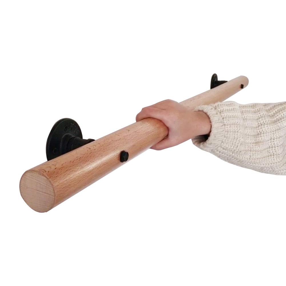 Main courante en bois pour escalier mural intérieur : kit complet antidérapant de 0,5m à 1,2m