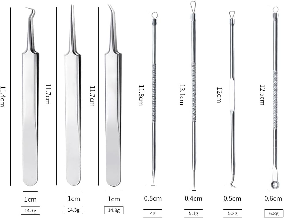 7 stuks mee-eterverwijderaar, puistjesuitdrukkingsgereedschap, hoogwaardig roestvrij staal, acne en mee-eterverwijderaar, extractortools, voor gezichtsverzorging, met doos