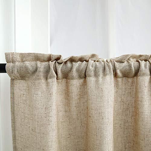 Curtain Valances for Windows Burlap Linen Window Curtains for Kitchen Living Dining Room 58 x 15 inch 1 Valance Linen Coffee