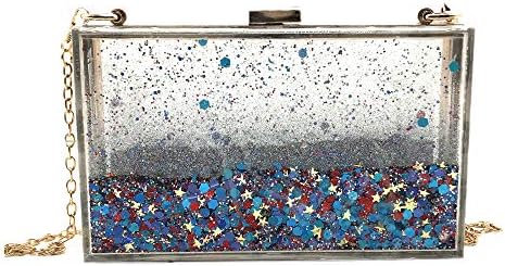 Women Girls Evening Party Acrylic Transparent Glitter Sequins Clutch Box Purse Bag Wedding Handbags