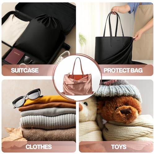 Image of Silk Dust Bag for Handbag, Purses, Shoes, Boots - Silk Drawstring Dustproof Storage Pouch, Reusable and Travel Organizers (6, Black, 16in x 20in)