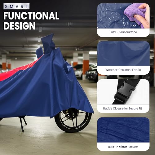 Image of Robustt Bike Cover for Dust with UV Protection, Universal Fit (125cc to 150cc), Water Resistant & All Weather Protection with Two Wheeler Cover | Keeps Bike Cool | Perfect Bike Body Cover