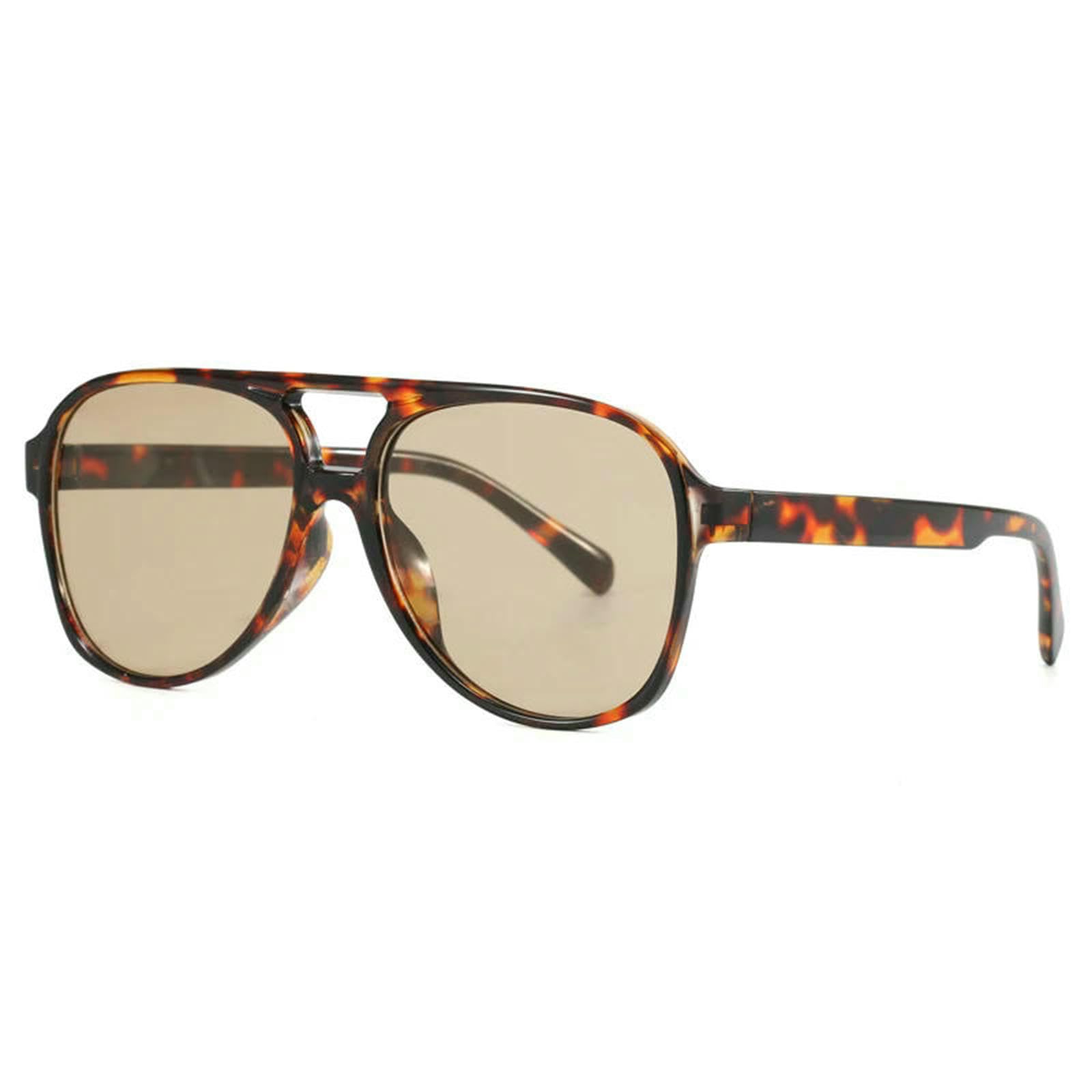 Xynm Unisex Leopard Brown Sunglasses Large Square Sunglasses, Colorful Gradient Uv400 Shades For Casual Travel Street Fashion