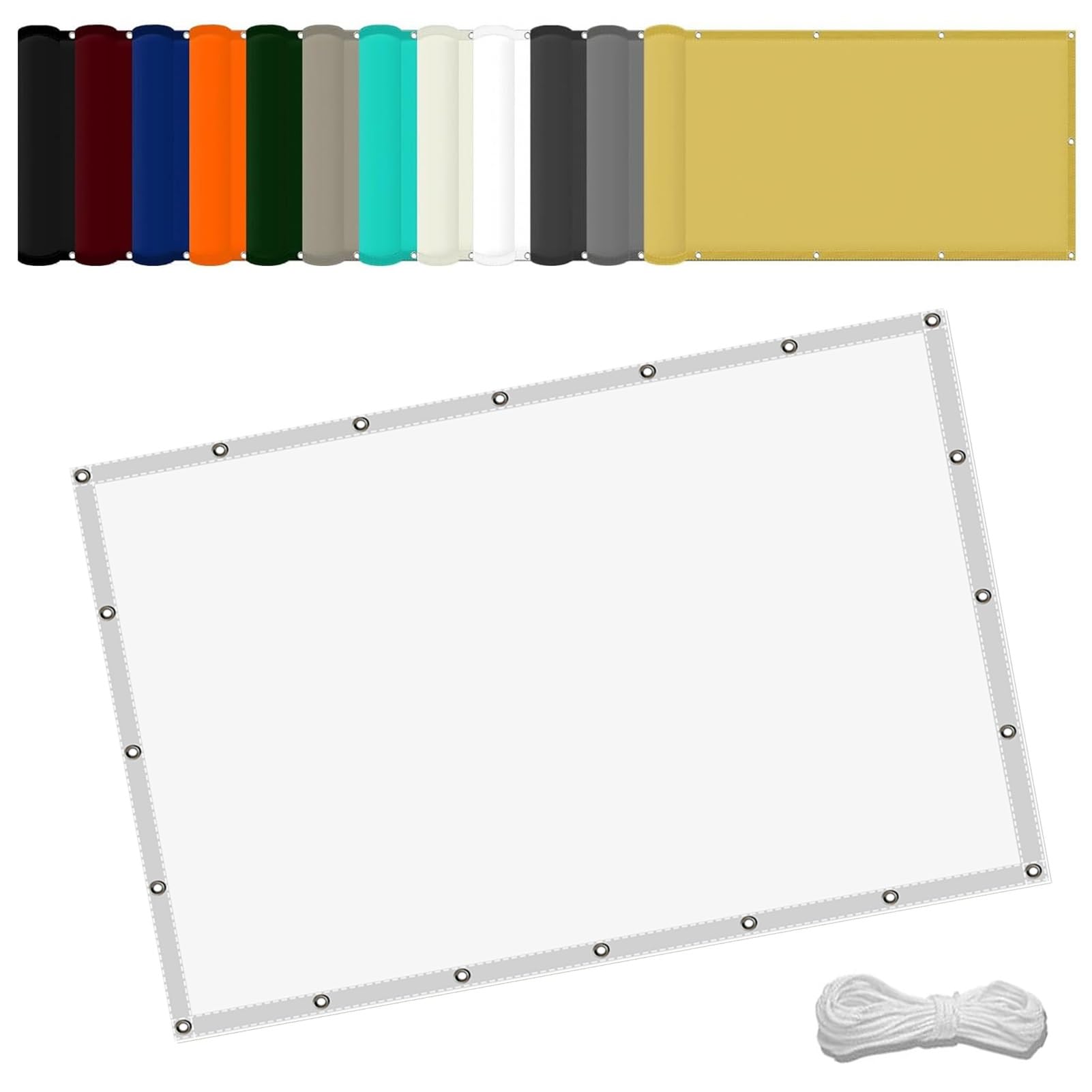 GLDYTVF Waterproof Rectangle Shade Sail 0.9 x 5m Weather Resistant Canopy with Free Rope for Fence Pergola Balcony White Color