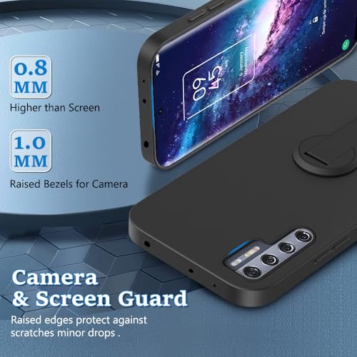 Nijiadi Compatible for TCL 20 Pro 5G Phone Case with Tempered Glass Screen Protector, 360° Rotatable Folding Hidden Kickstand/Stand Silicone TPU Protective Cover Case for TCL 20 Pro (6.67") - Black by Nijiadi - Used condition - Image 2