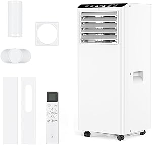 RBFGYIOP Portable Air Conditioner 9000 BTU 3-in-1 – Cooling, Dehumidification, Ventilation – Quiet <52dB, 2 Speed, 24H Tim...