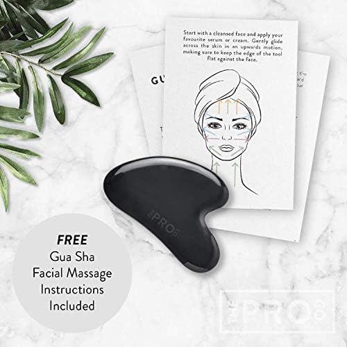 Black Obsidian Gua Sha Stone - Natural Skincare Massage Tool - Guasha Face Sculptor for Slimming, Rejuvenating Skin, Reduce Puffiness - Spa Therapy Massager for Face, Eyes, Neck - Made by The Pro Co.