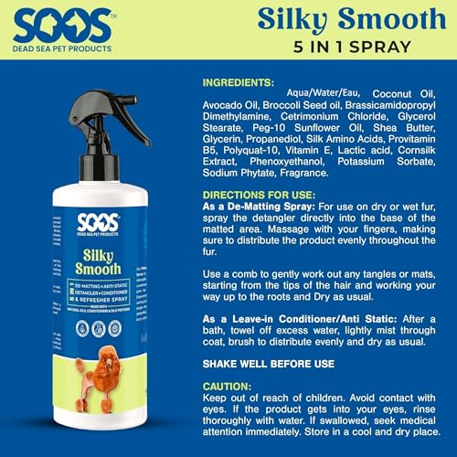 Image of Soos Pet Silky Smooth 5-in-1 Leave-On Conditioning Spray for Dog & Cat | Moisturizing, Anti-Itch, Softens Coat, Natural Ingredients | Pet Grooming Essentials - 500ml