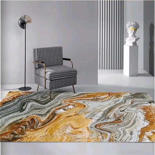 Tapis de fleurs abstrait gris avec finitions soignées couleur or