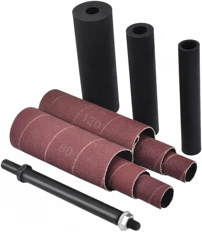 Spindle Sander Adaptor 4-1/2" x 1/2" with Rubber Sanding Drum Kit OD 3/4", 1", 1-1/2" and Sandpaper Sleeves Grit# 80,120 - S/16