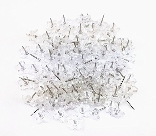 yueton 100pcs Clear Star Push Pins Thumb Tacks Drawing Pins for School, Home, Office Use