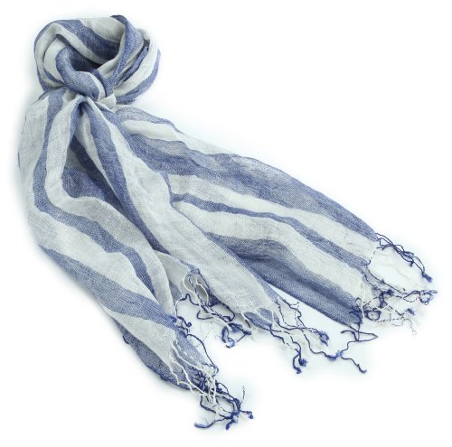 (アースミュージックアンドエコロジー)earth music&ecology ストール Linen Stripe/ST 18121J70040 162 Navy F