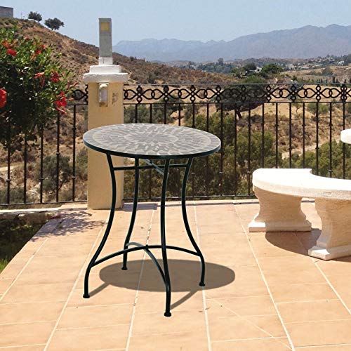 MACOShopde by MACO Möbel Raburg Mosaiktisch Mayla in BLAU-GRAU-Mint - Metallgestell in SCHWARZ, Gartentisch, rund, 60 cm… – Bild 8