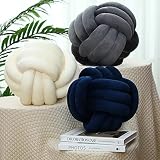 Macarrie 3 Pieces 8.6 Inch Knot Ball Pillow Round Throw Pillow Soft Decorative Plush Cushion Aesthet