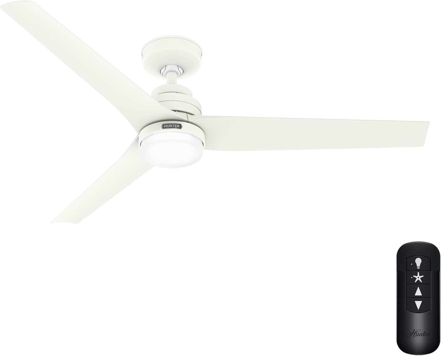 Hunter Fan 52 inch Indoor/Outdoor Matte White Ceiling Fan with Light Kit for Bedroom, Living Room, Dining Room, Kitchen, Office, Patio, CC5C25C63 (Renewed)