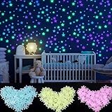 KAHZOR 200 étoiles phosphorescentes autocollantes pour chambre d'enfant, étoiles fluorescentes pour aider à s'endormir, stickers muraux lumineux, décoration plafond phosphorescent, étoiles lumineuses