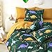 Wake In Cloud - Dinosaur Bedding Set for Boys, Cute Colorful Dinosaur Soft Lightweight Comforter Set with Sheets, 5 Pieces Kids Bed in a Bag, Dark Green, Twin Size