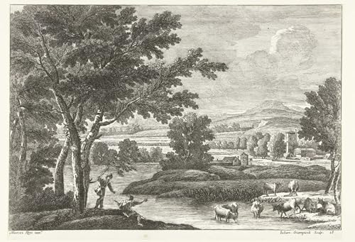 Toile paysage avec bergers et animaux pour créer un salon chaleureux et élégant