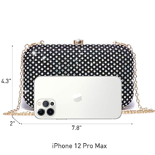 Dasein Womens Rhinestone Clutch Purse Sparkling Evening Bag With Crystal Clasp For Formal Prom Party Wedding (Black) #TOP3