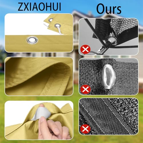 Voile ombrage rectangulaire jaune sable 110x180 cm imperméable polyester - 6