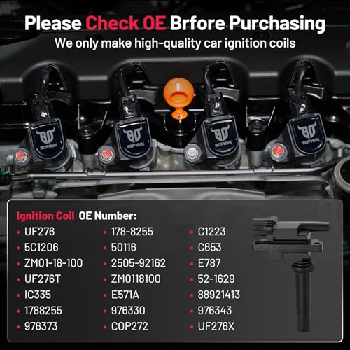 Image of BDFHYK Ignition Coil Packs Compatible with Mazda 1999-2003 Protege 1.6L l4,Coil for UF276 178-8255 C1223 5C1206 UF276T Set of 2