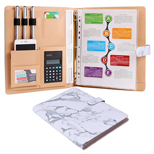 Lettre de dossiers de fichiers papier A4 Expansion fichier Document Organiseur pour cartes de visite et 8 File Pockets Marbre Motif White Marble