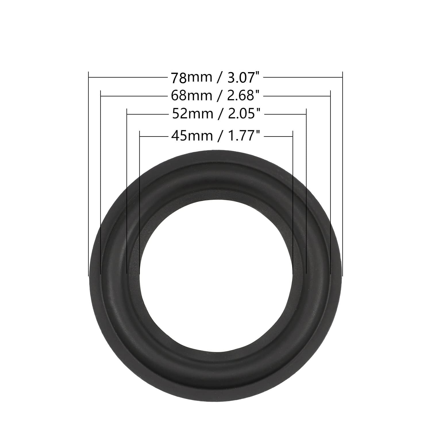 Fielect 2Pcs 3.07inch/78mm Rubber Speaker Edge Surround Rings Replacement Kit for Speaker Repair or DIY Black
