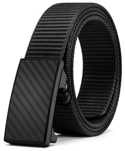 Image of CHAOREN Nylon Ratchet Belts for Men - Adjustable Web Belt - Automatic Slide Buckle for Casual Golf Work