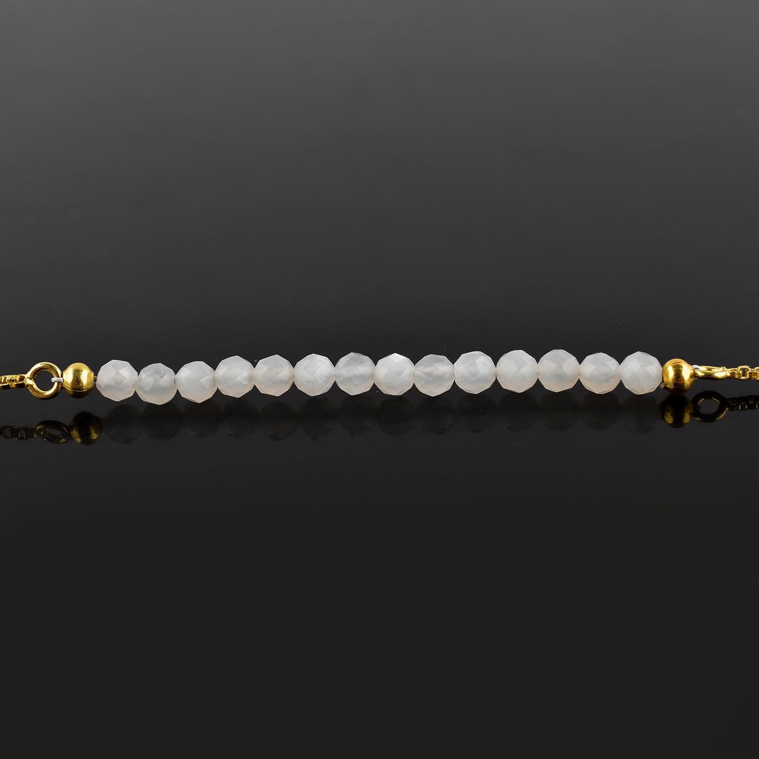 InfinityGemsArt Gemstones Bracelets For Women Birthstone Jewelry Micro Beads Beaded Stone Bolo Slider Crystals Bracelet, 14K Gold Plated Adjustable Chain