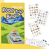 Ammwgnnep Road Trip Bingo Travel Game - Road Trip Essentials for Kids & Families, Reusable Activity with Dry - Erase Cards, Perfect for Car Rides & Vacations