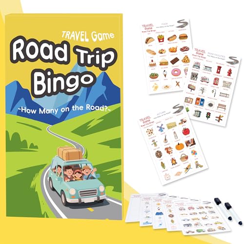 Ammwgnnep Road Trip Bingo Travel Game - Road Trip Essentials