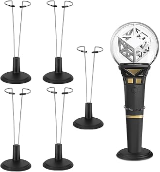 5 Pack Kpop Lightstick Stand, Holder for Official Lightsticks, Complicable with Stray Kids/Enhypen/Ateez/Twice Lightsticks, Display Stand Compatible with KpopBlack