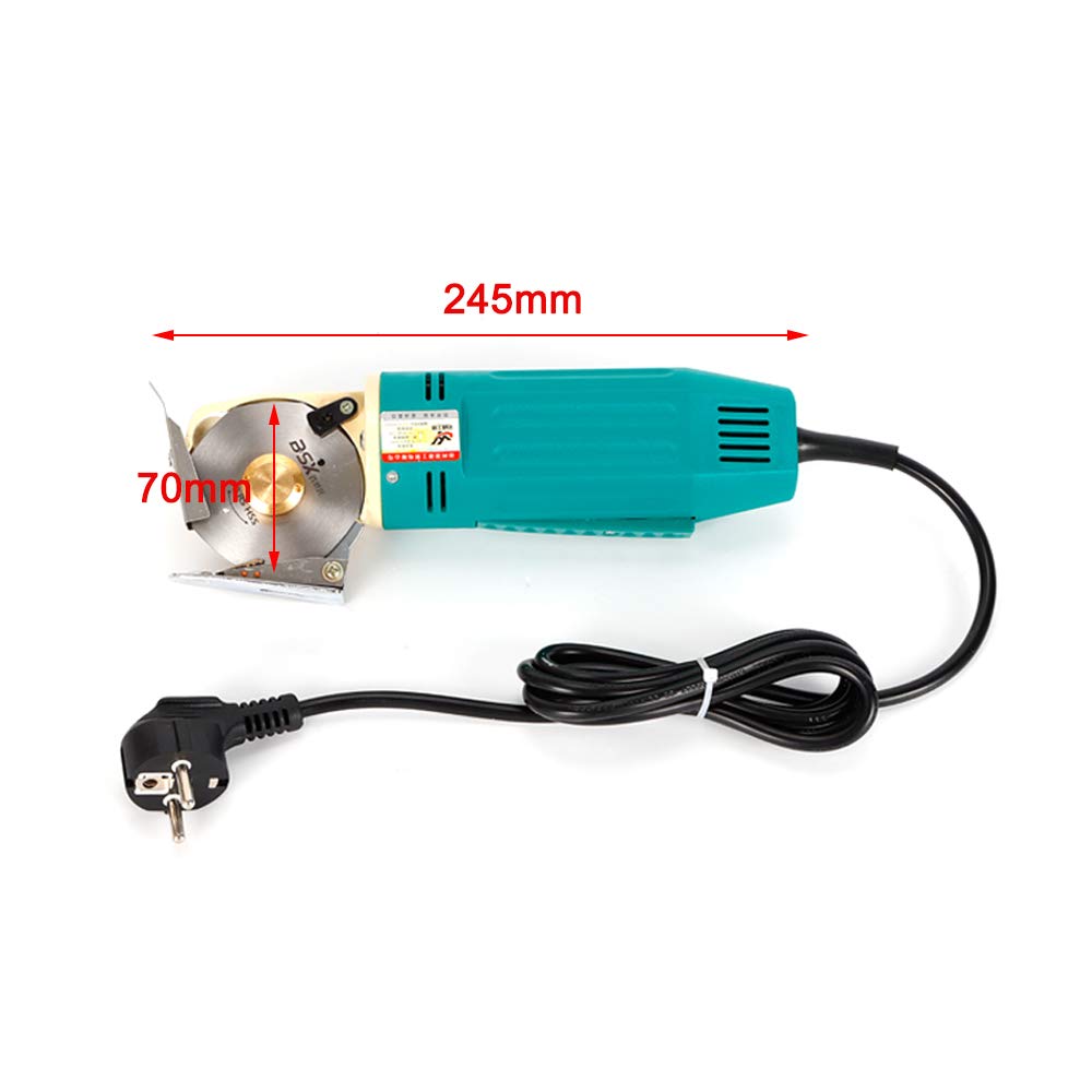 Taglierina elettrica industriale per tessuti, 170 W, 220 V, con lama in acciaio da 70 mm, spessore di taglio fino a 25 mm, lama di ricambio, cavo di alimentazione lungo, per tessuti, pelle, carta