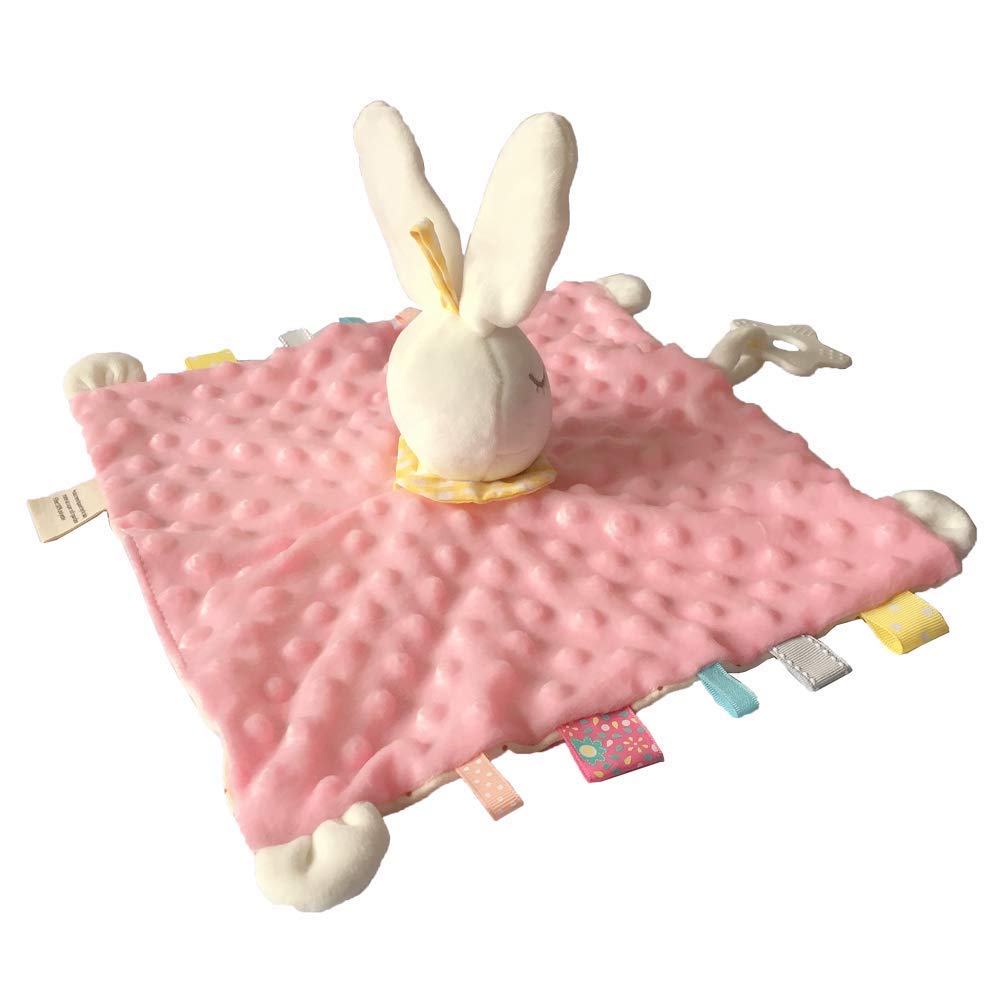 Lovey Baby Plush Security Blanket Soft Plush Stuffed Animal Tags Toy Unisex Taggy Soothing Toy Appease Towel for Newborn Infant Toddler