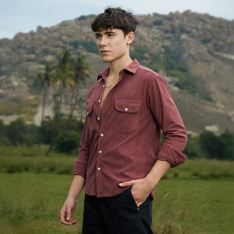 Image of CAHOOT Men's Shirt for Casual Wear | Spread Collar | Long Cuffed Sleeves | Button Closure | Shirt Crafted with Comfort Fit for Everyday Wear