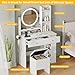 DWVO Vanity Desk with Mirror and Lights, Makeup Vanity Table Set with Power Outlets and Chair, 3 Lighting Colors, Makeup Desk with 3 Drawer and Lots Storage Shelves, Bedroom, White Dressing Table