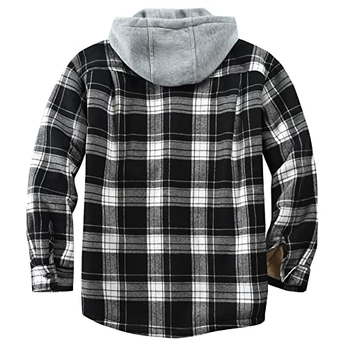 Image of Men's Cotton Plaid Shirt Jacket Fleece Flannel Sherpa Button Down